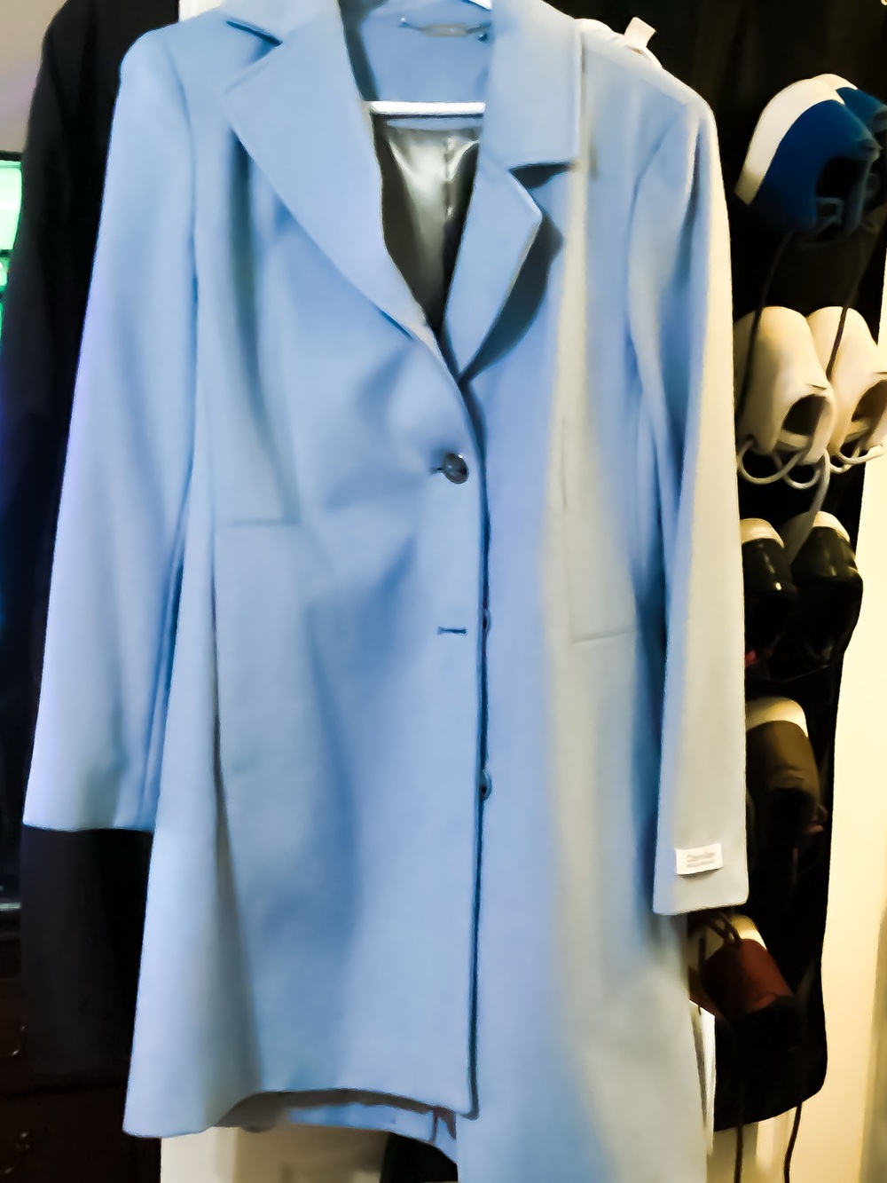 Calvin Klein Powder Blue Single-Breasted Trench Coat